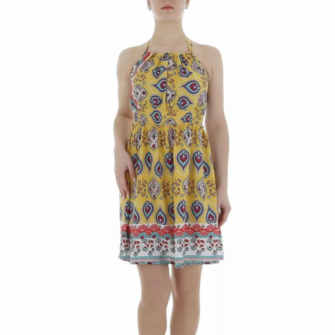 Ital-Design Sommerkleid Damen Freizeit (85941330) Print Minikleid in Gelb günstig online kaufen