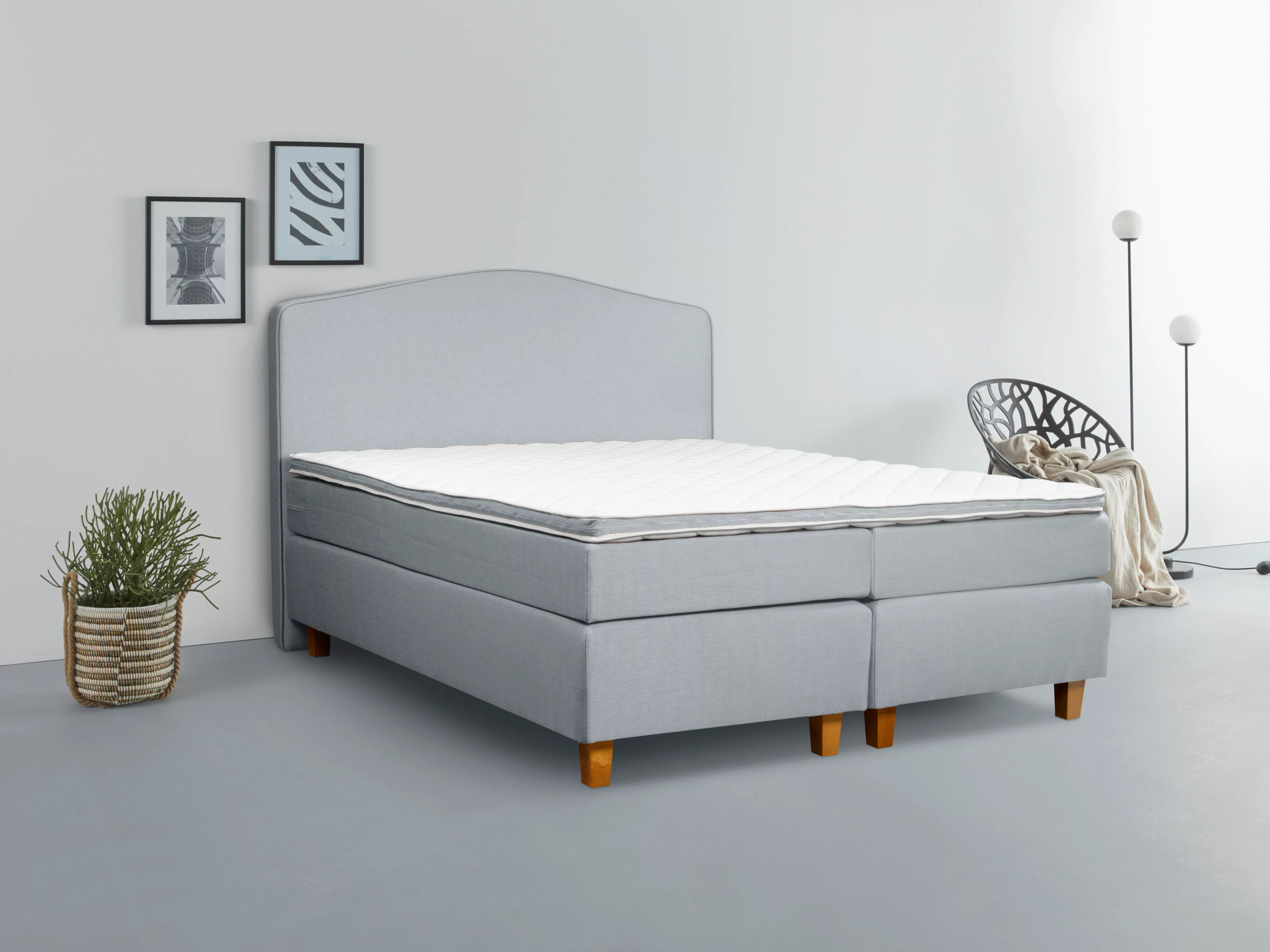 INOSIGN Boxspringbett "Jalma", Füße aus massiver Birke ; Inkl. Topper günstig online kaufen