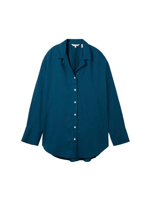 TOM TAILOR Blusenshirt modern blouse with linen, Moss Blue günstig online kaufen