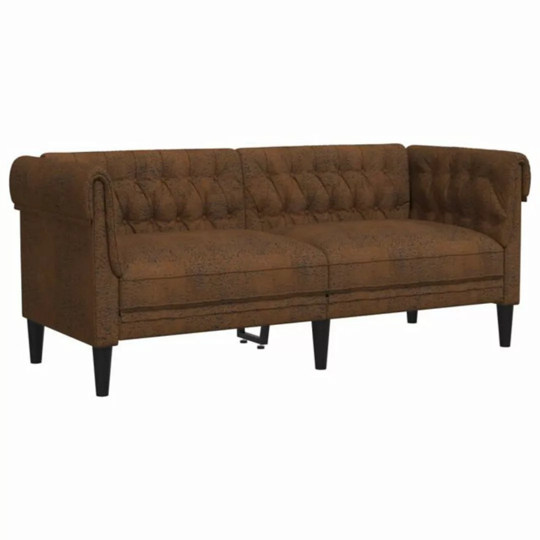 vidaXL Sofa Chesterfield-Sofa 2-Sitzer Braun Stoff günstig online kaufen