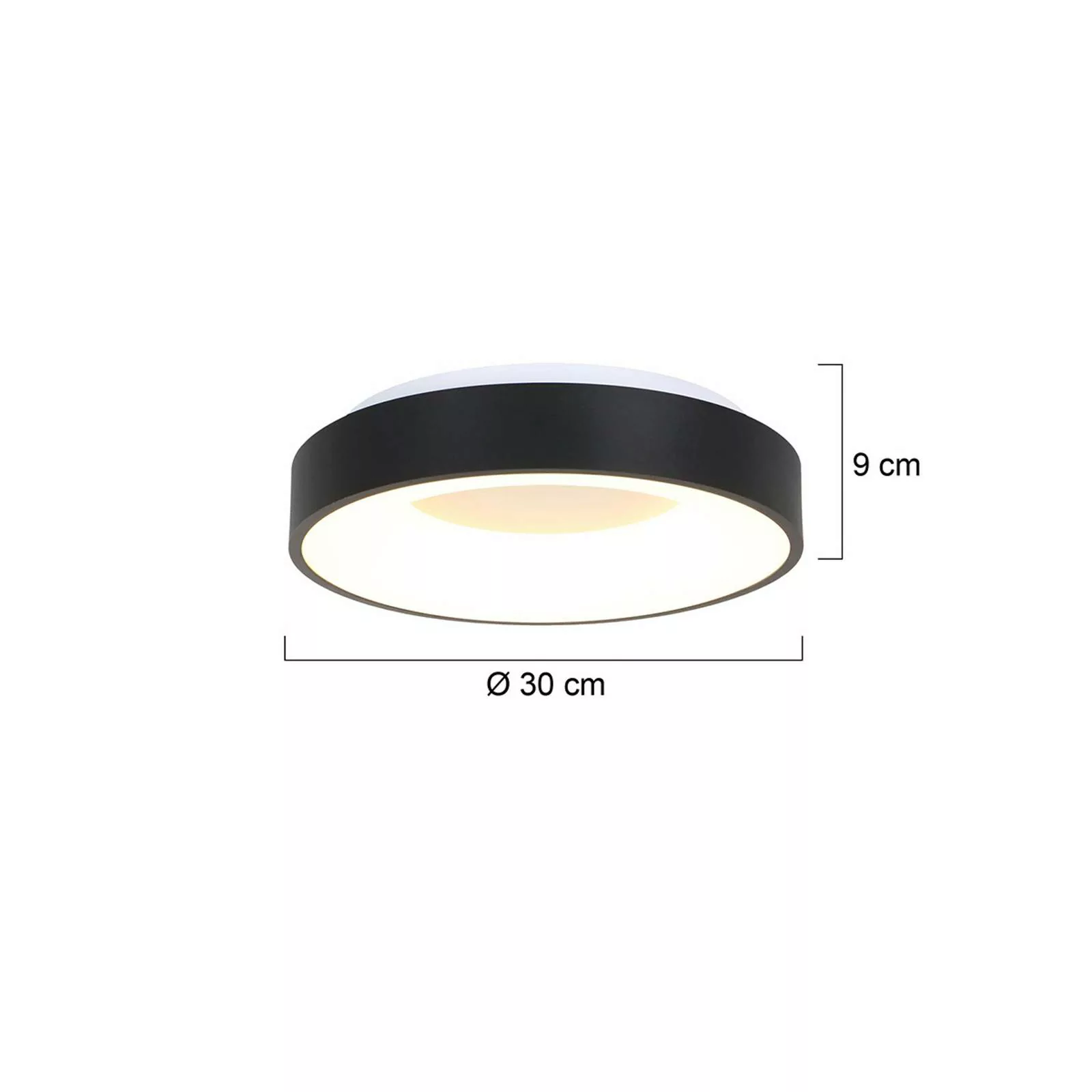 LED-Deckenleuchte Ringlede 2.700 K Ø 30 cm schwarz günstig online kaufen