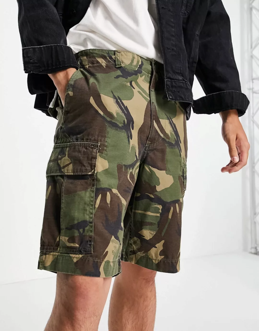 Polo Ralph Lauren – Cargo-Shorts in Grün aus Ripstop mit Urwald-Military-Mu günstig online kaufen