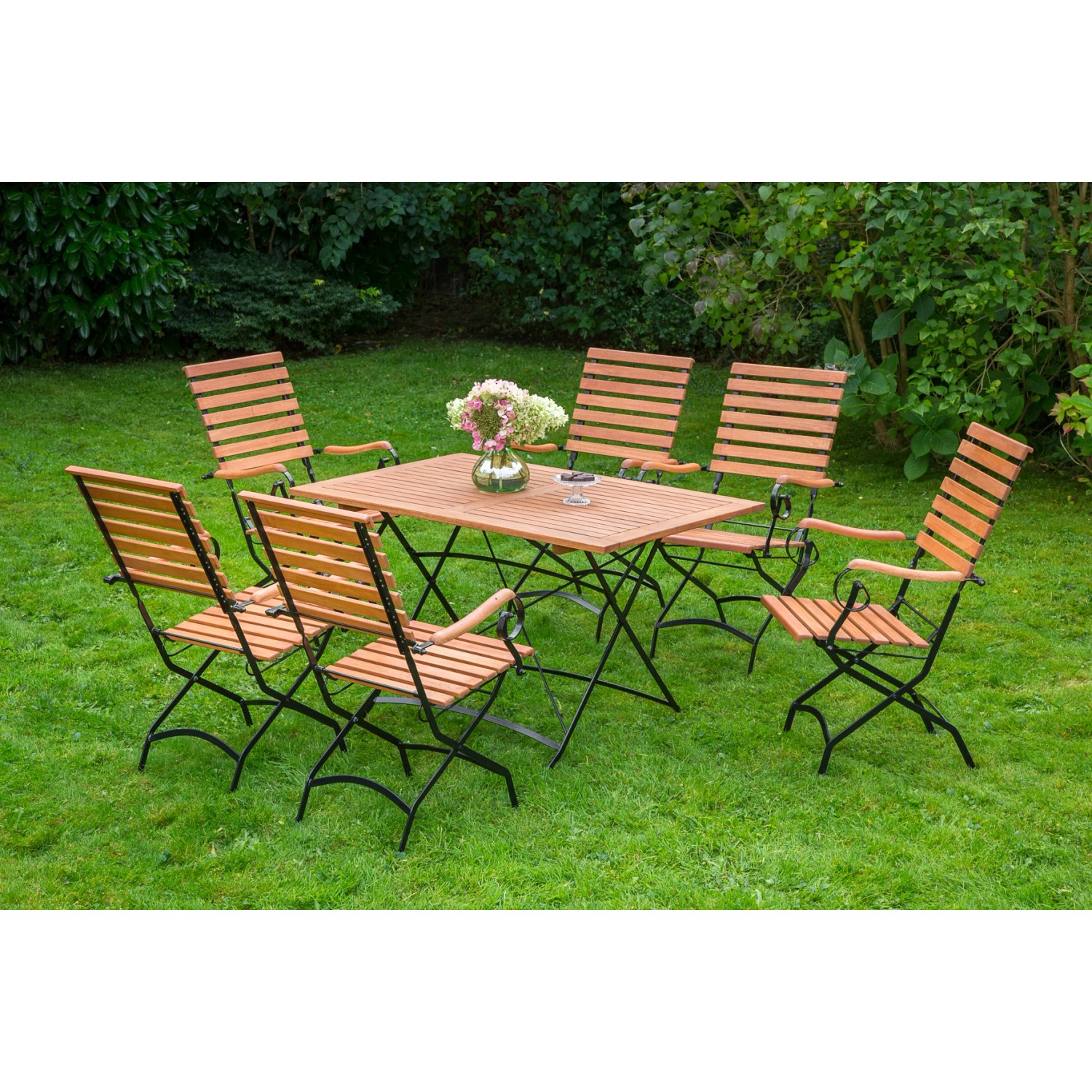 Gartenmöbel-Set Schlossgarten 7-tlg. Braun inkl. Tisch 120 cm x 80 cm günstig online kaufen