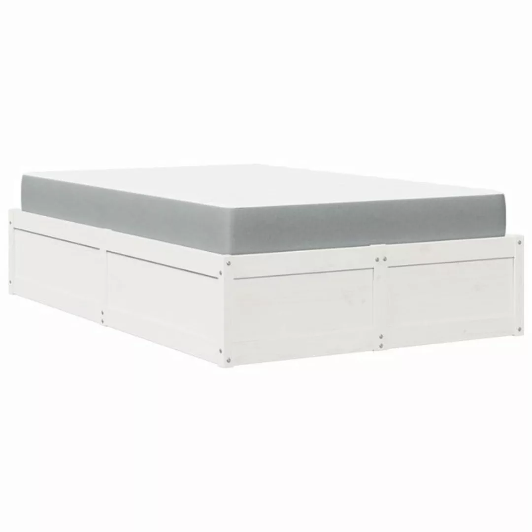vidaXL Bett Bett mit Matratze Weiß 120x200 cm Massivholz Kiefer günstig online kaufen