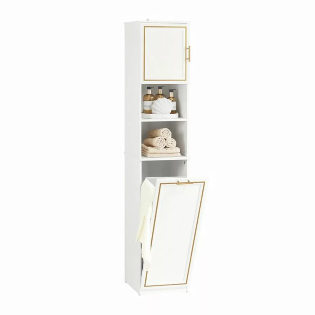 SoBuy Hochschrank BZR87 Badschrank mit Wäschesack Wäscheschrank Badregal Ba günstig online kaufen