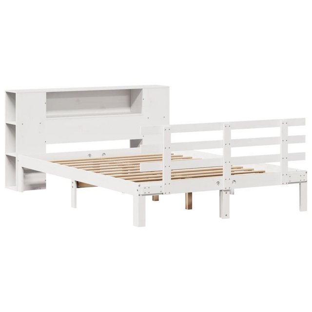 vidaXL Bett Massivholzbett mit Regal ohne Matratze Weiß 135x190 cm Kiefer günstig online kaufen