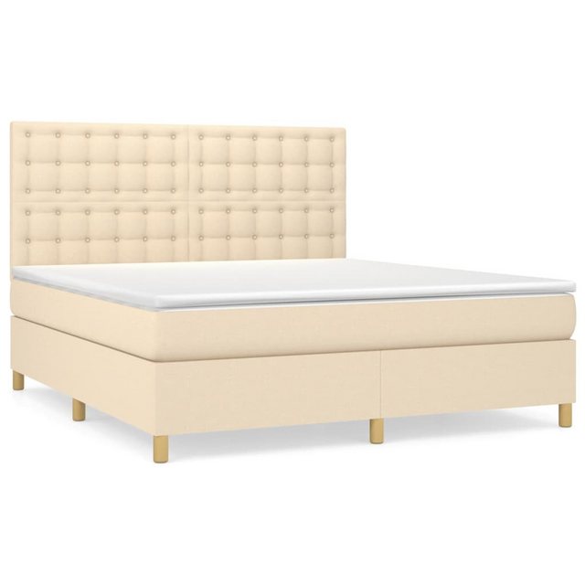 vidaXL Bettgestell Boxspringbett mit Matratze Creme 180x200 cm Stoff Bett B günstig online kaufen