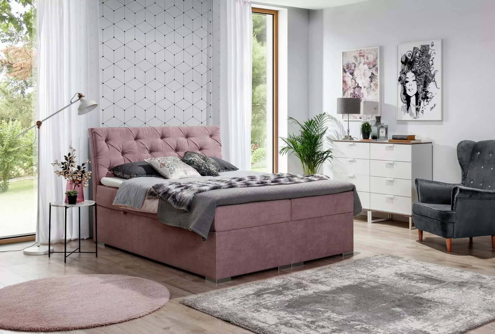 ALTDECOR Boxspringbett DREAM (Bettkasten, H3 Matratze Bonellfederung, Toppe günstig online kaufen