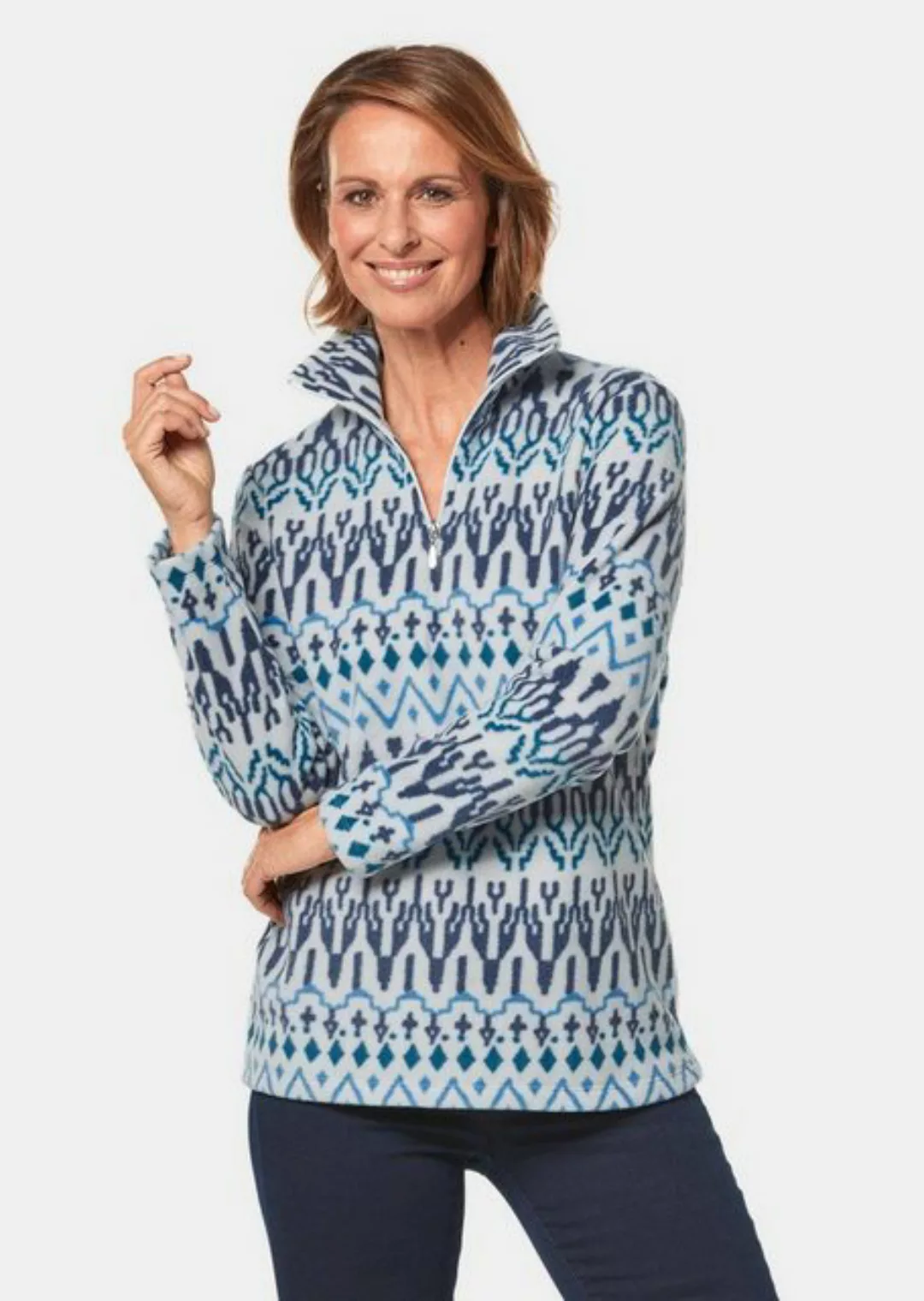 GOLDNER Sweater Kurzgröße: Kuschelig warmer Fleece-Troyer günstig online kaufen