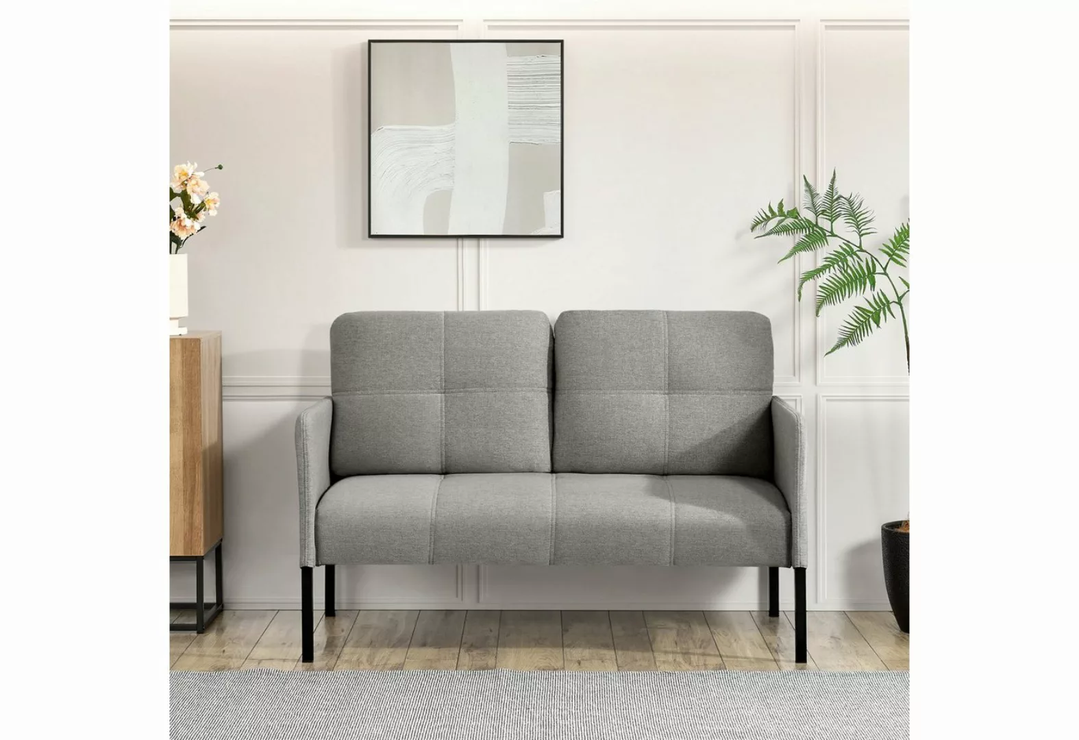 en.casa Sofa, »Reichling« 2-Sitzer Polstercouch Grau günstig online kaufen
