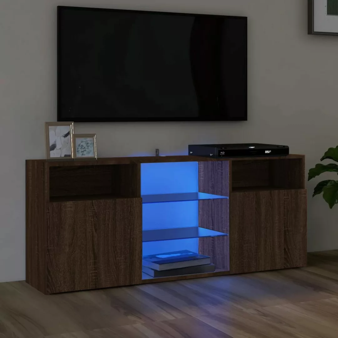 Vidaxl Tv-schrank Mit Led-leuchten Braun Eichen-optik 120x30x50 Cm günstig online kaufen