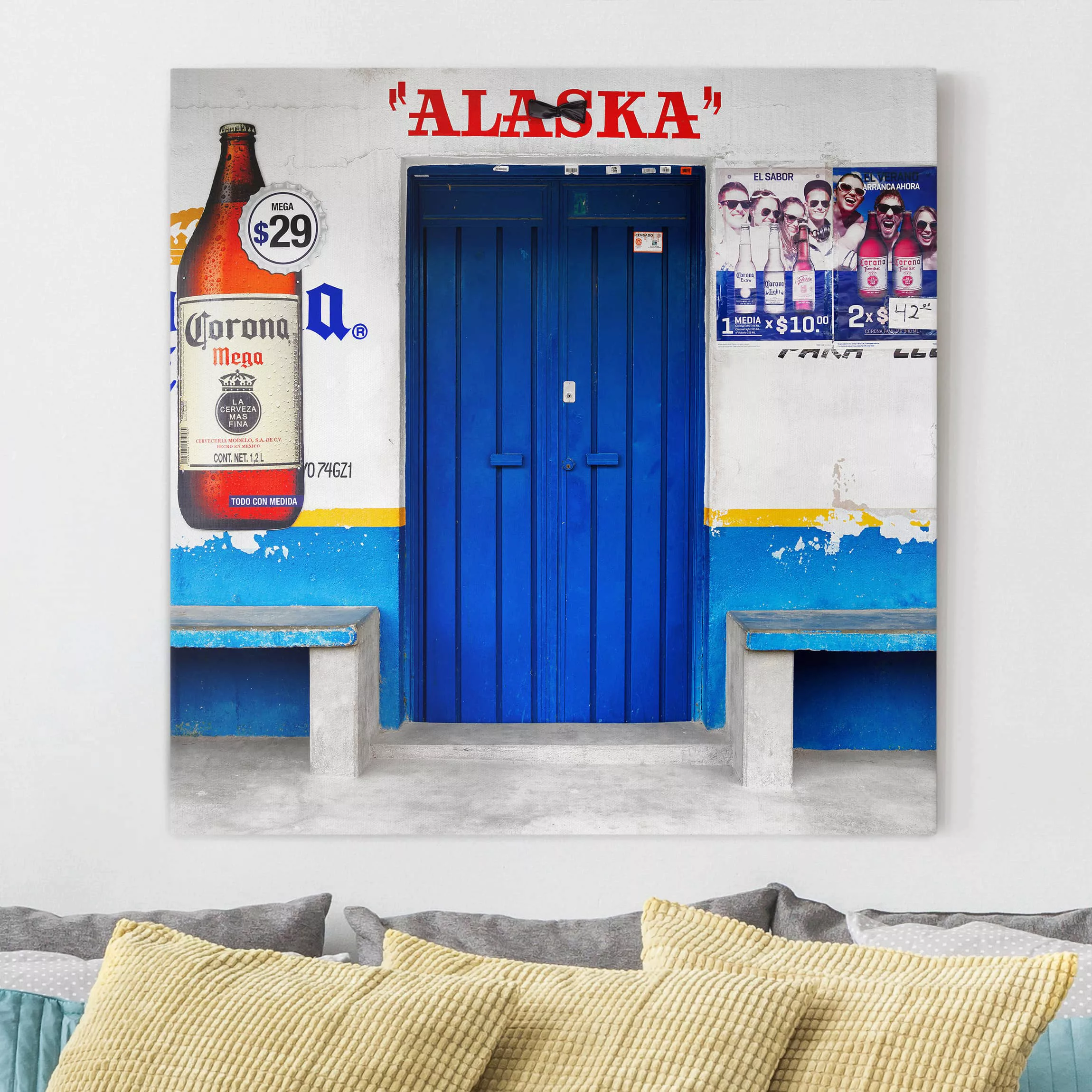 Leinwandbild Architektur & Skyline - Quadrat ALASKA Blue Bar günstig online kaufen