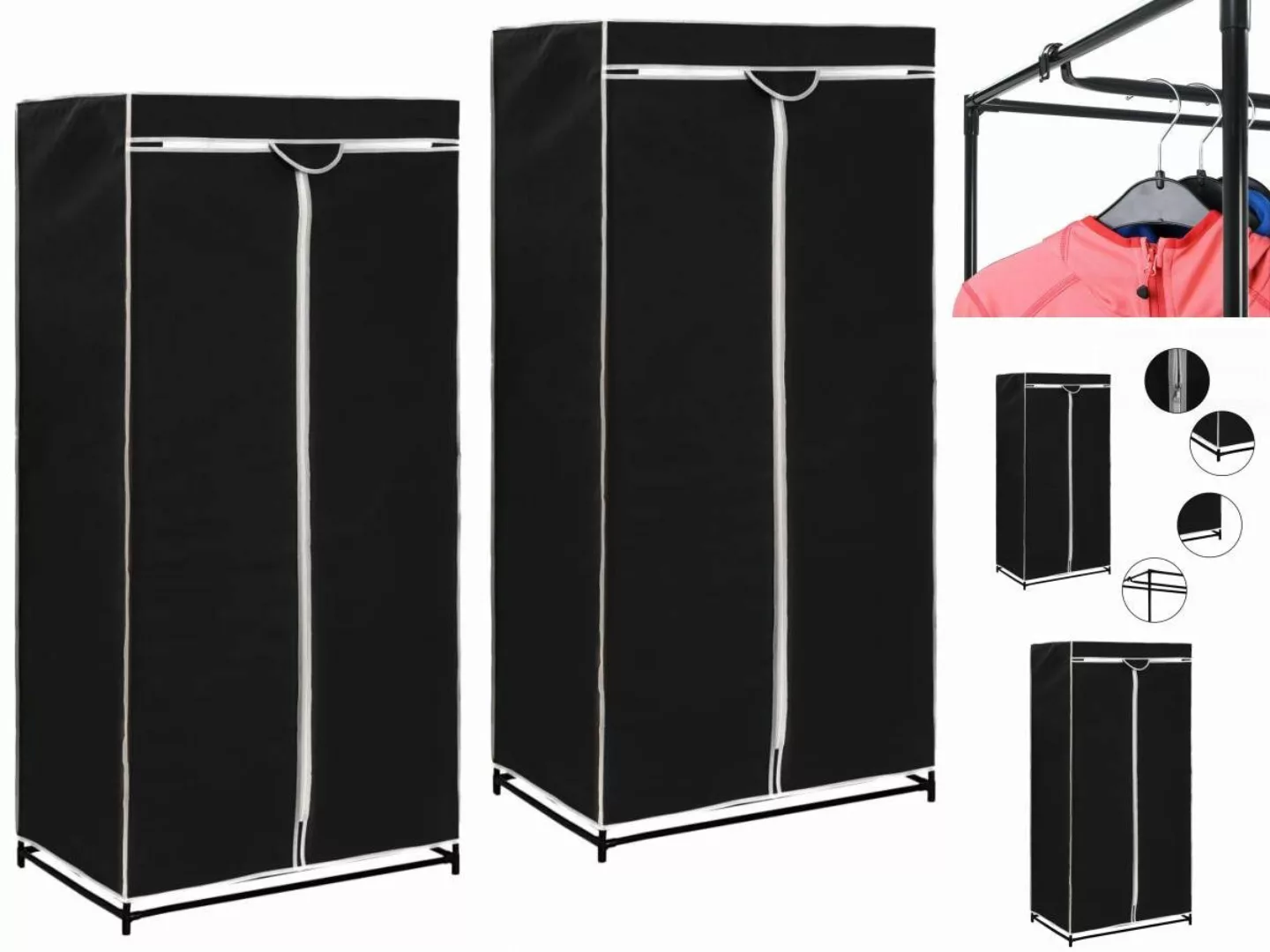 vidaXL Kleiderschrank Kleiderschränke Stoffschrank 2 Stk Schwarz 7550160 cm günstig online kaufen