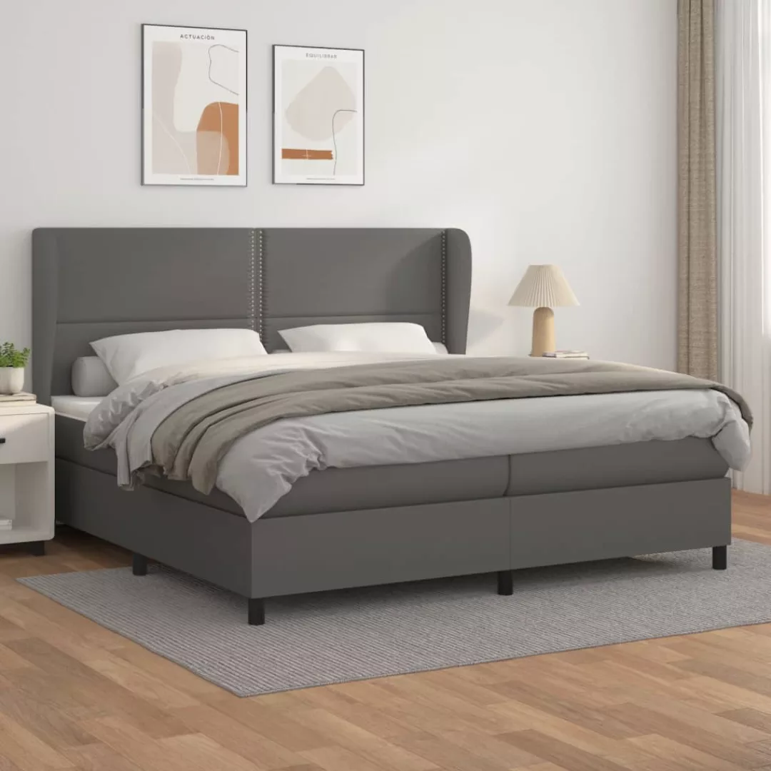 Vidaxl Boxspringbett Mit Matratze Grau 200x200 Cm Kunstleder günstig online kaufen