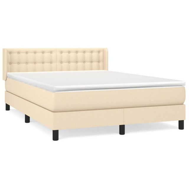 vidaXL Boxspringbett Boxspringbett mit Matratze Creme 140x200 cm Stoff Bett günstig online kaufen