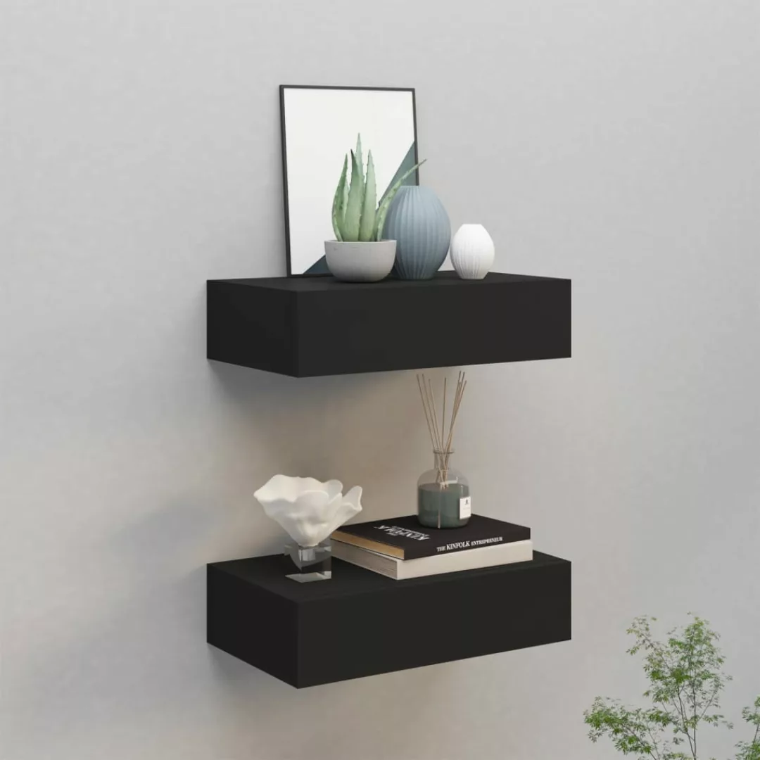 Wand-schubladenregale 2 Stk. Schwarz 40x23,5x10 Cm Mdf günstig online kaufen