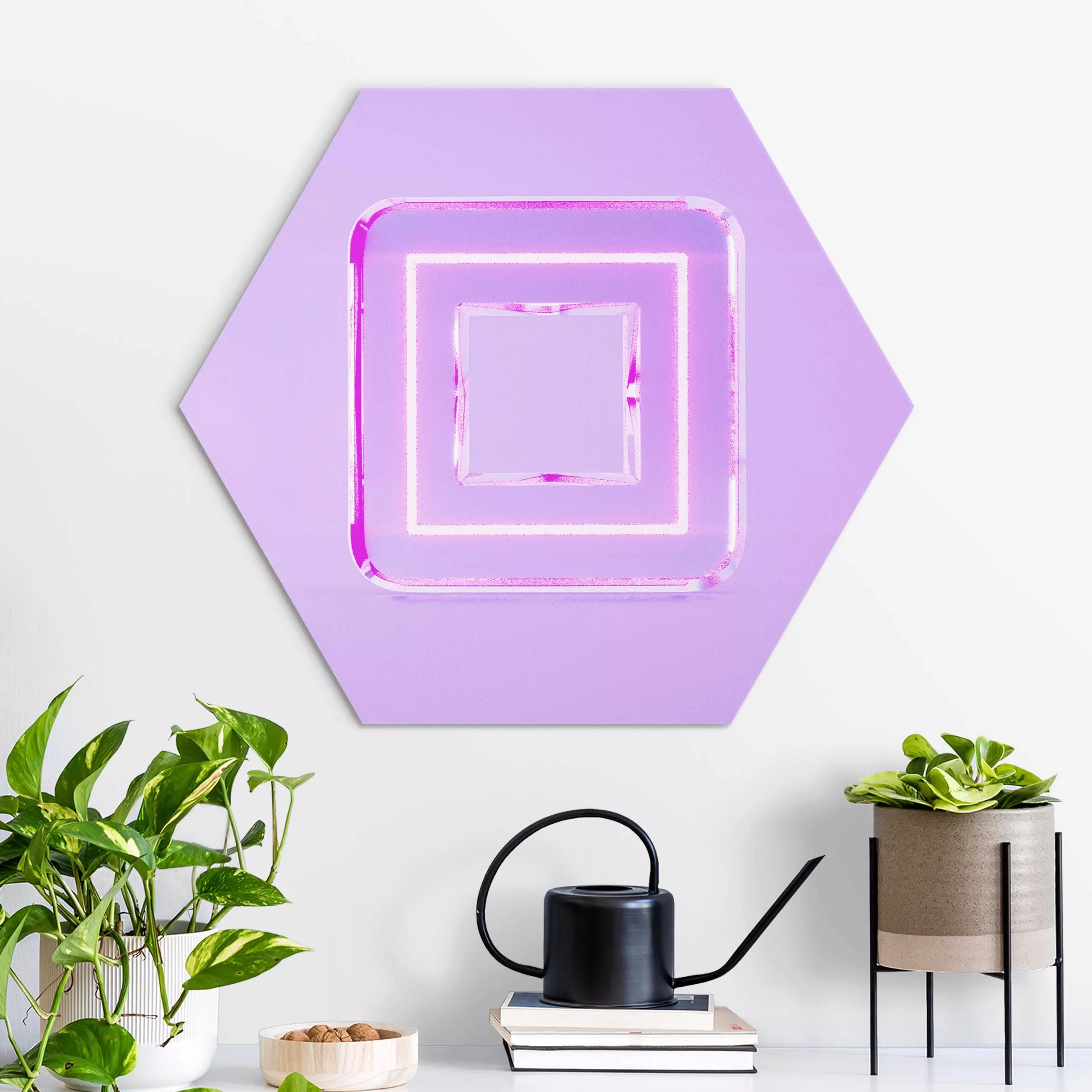 Hexagon-Alu-Dibond Bild Neon Gamer Symbol Square günstig online kaufen