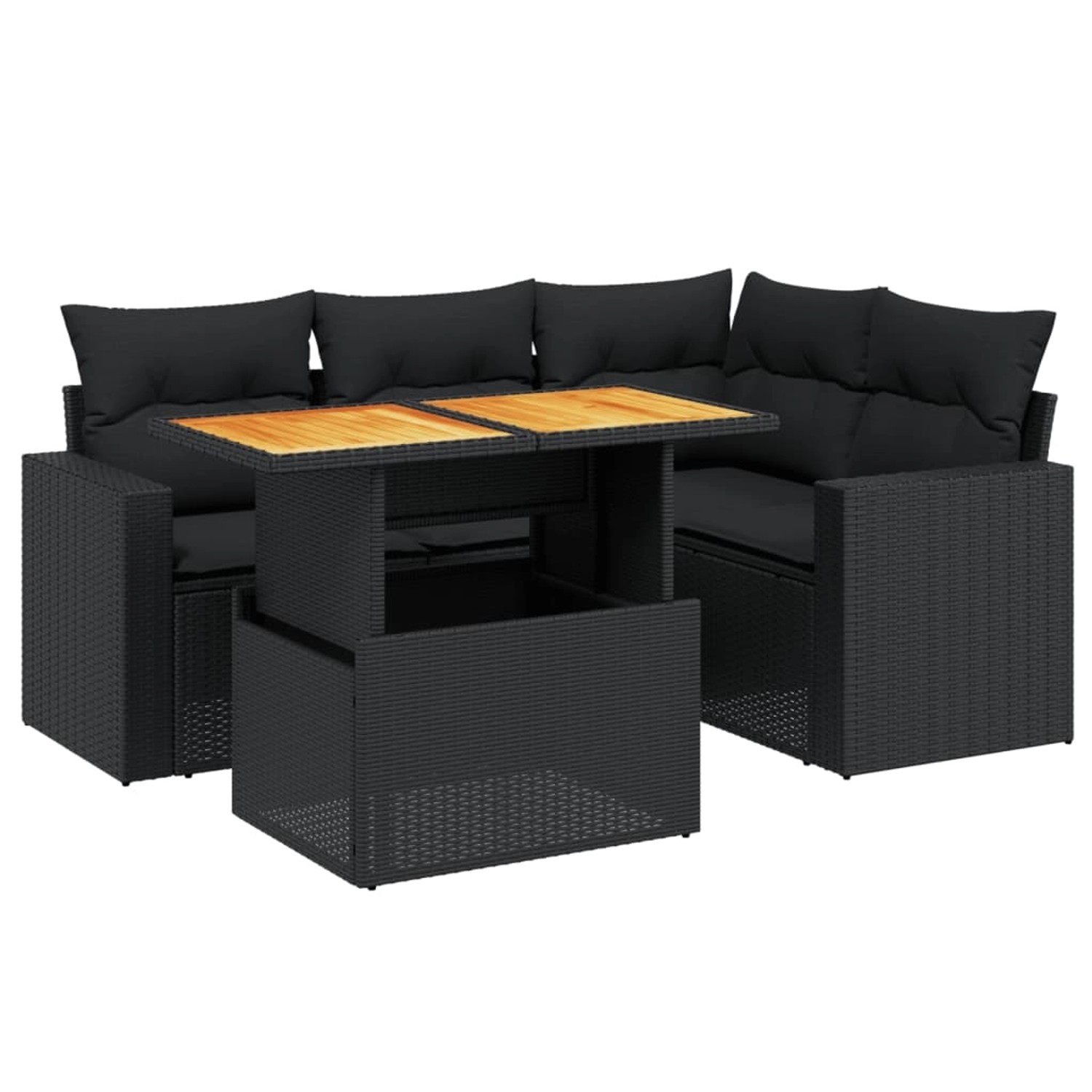 vidaXL 5-Tlg Garten-Sofagarnitur mit Kissen Schwarz Poly Rattan 3271293 günstig online kaufen