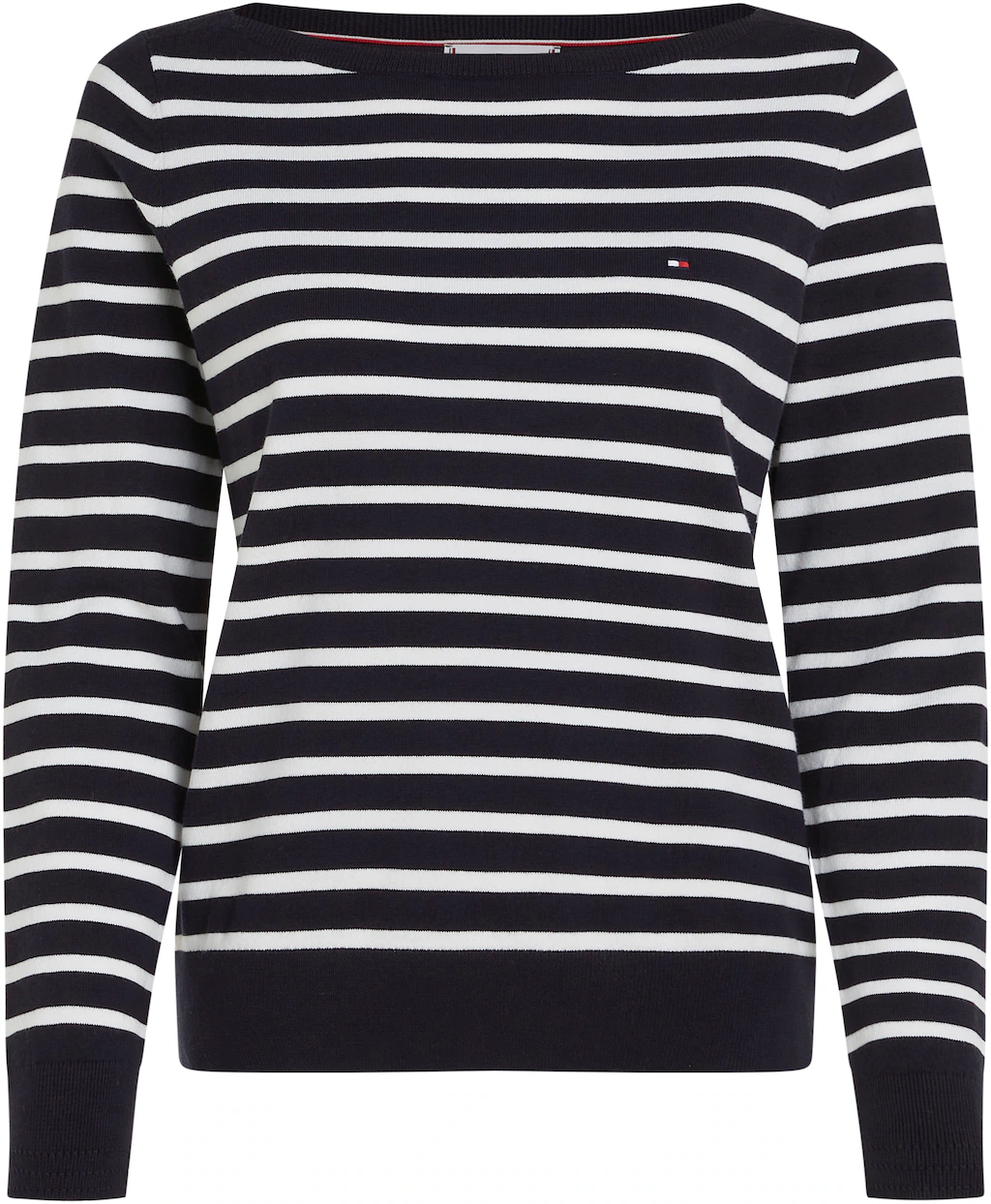 Tommy Hilfiger Strickpullover CO JERSEY STITCH BOAT-NK SWEATER mit Tommy Hi günstig online kaufen