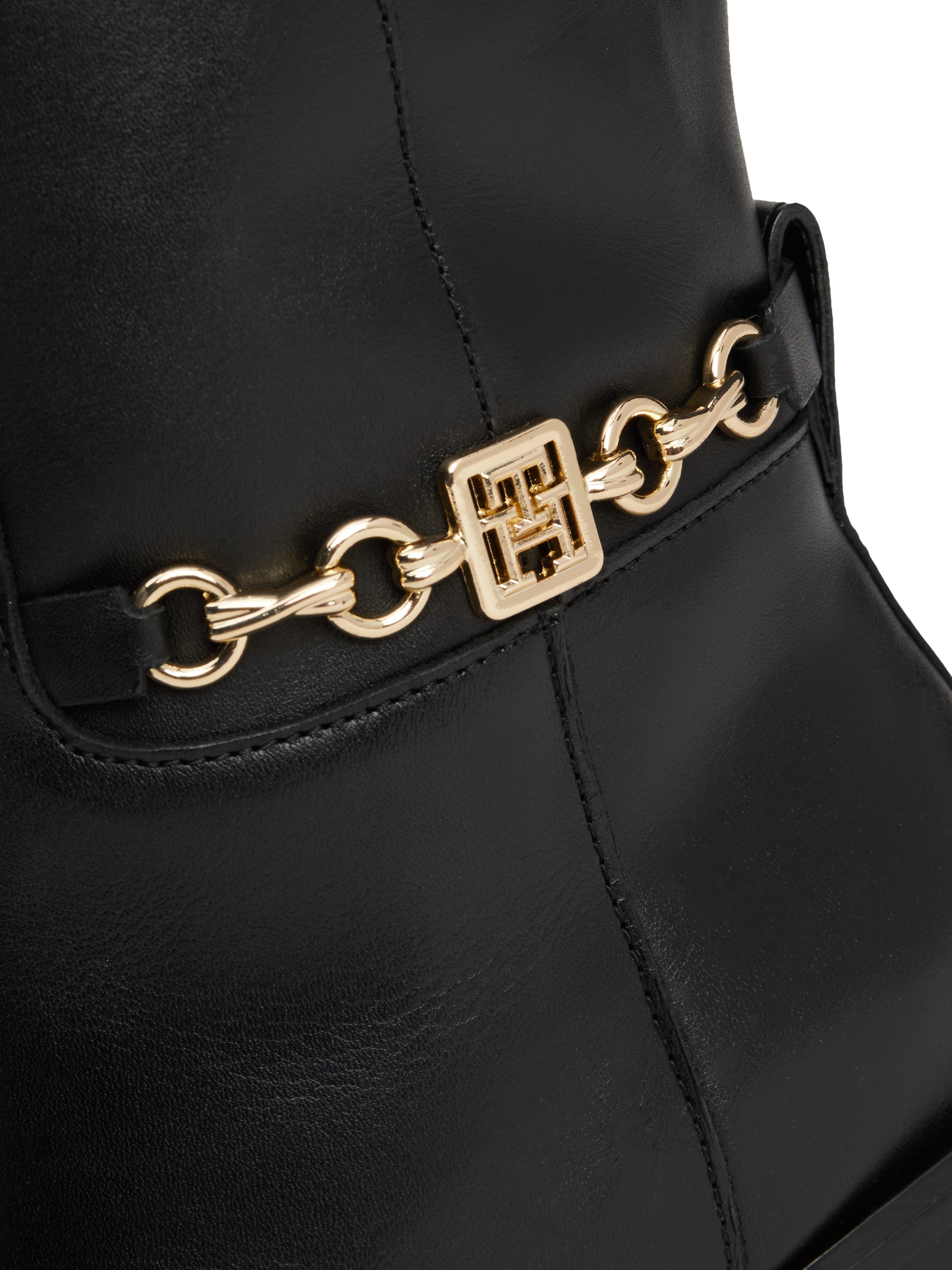 Tommy Hilfiger Stiefel "TH CHAIN LEATHER LONG BOOT", Blockabsatz, Langschaf günstig online kaufen