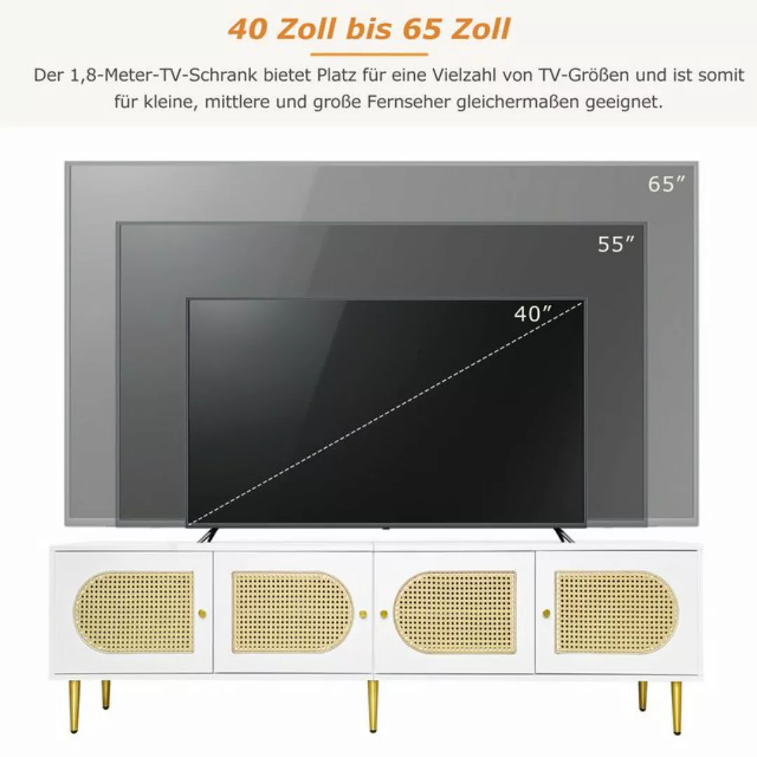 HAUSS SPLOE TV-Schrank 180x40x50cm, mit 4 Rattantüren für bis zu 80 Zoll Fe günstig online kaufen