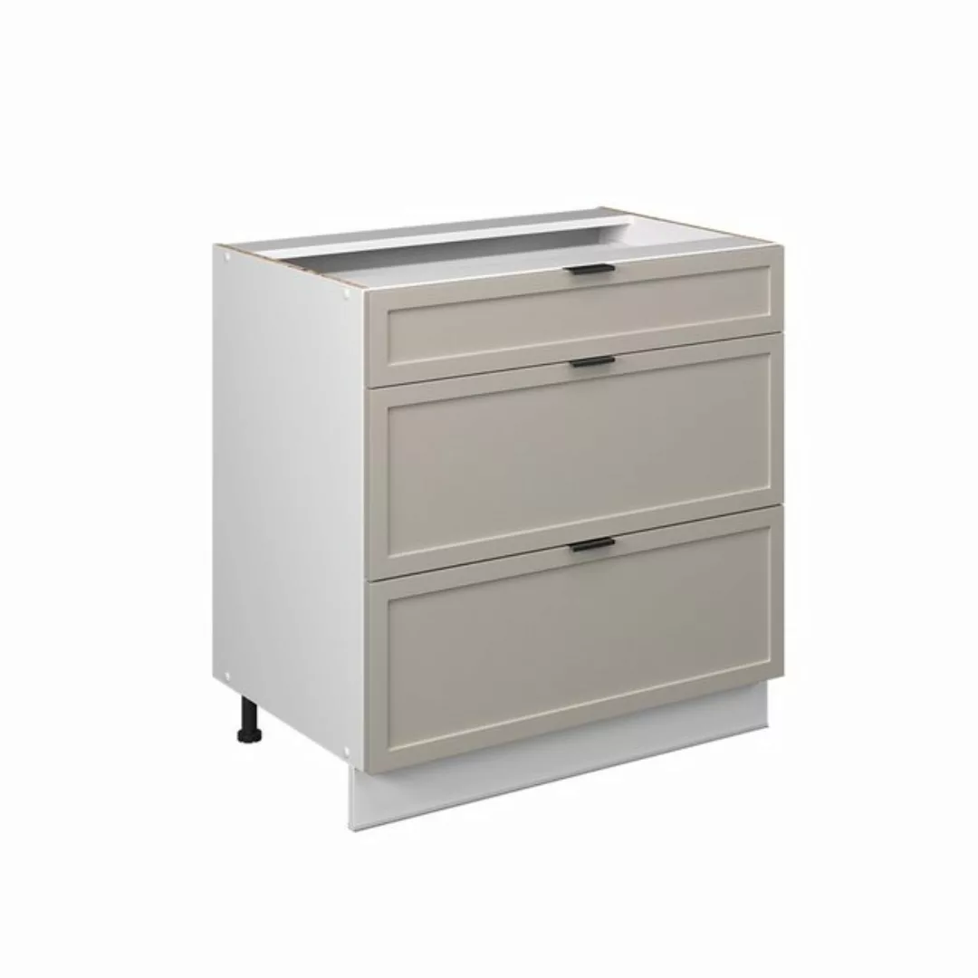 Vicco Unterschrank Fame-Line, GrauBeige/Weiß, 80 cm mit 3 Schubladen, AP Ma günstig online kaufen