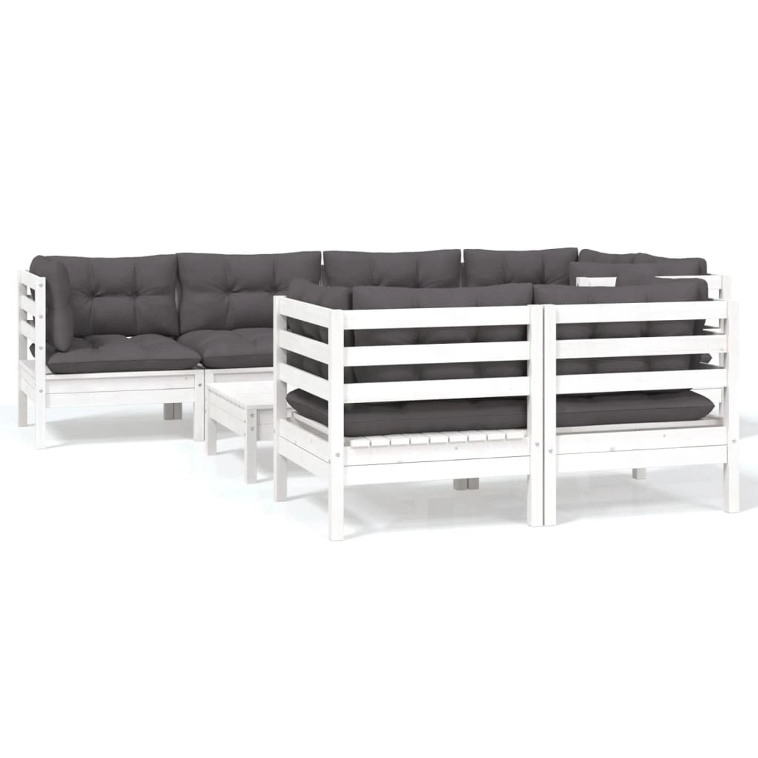 vidaXL 8-tlg Garten-Lounge-Set mit Kissen Weiß Kiefer Massivholz Modell 14 günstig online kaufen