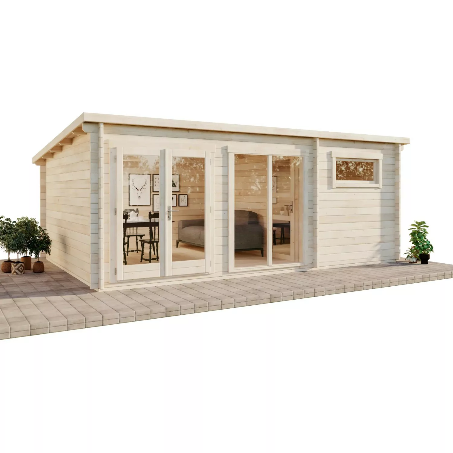 Carlsson Holz-Gartenhaus Atrium-E Pultdach Imprägniert 578 cm x 371 cm günstig online kaufen