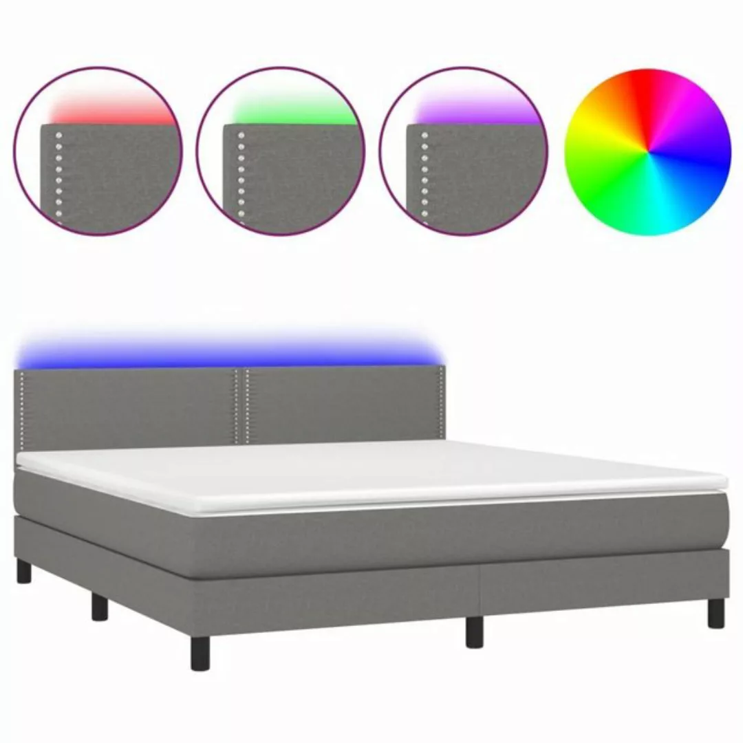 vidaXL Bettgestell Boxspringbett mit Matratze LED Dunkelgrau 160x200 cm Sto günstig online kaufen