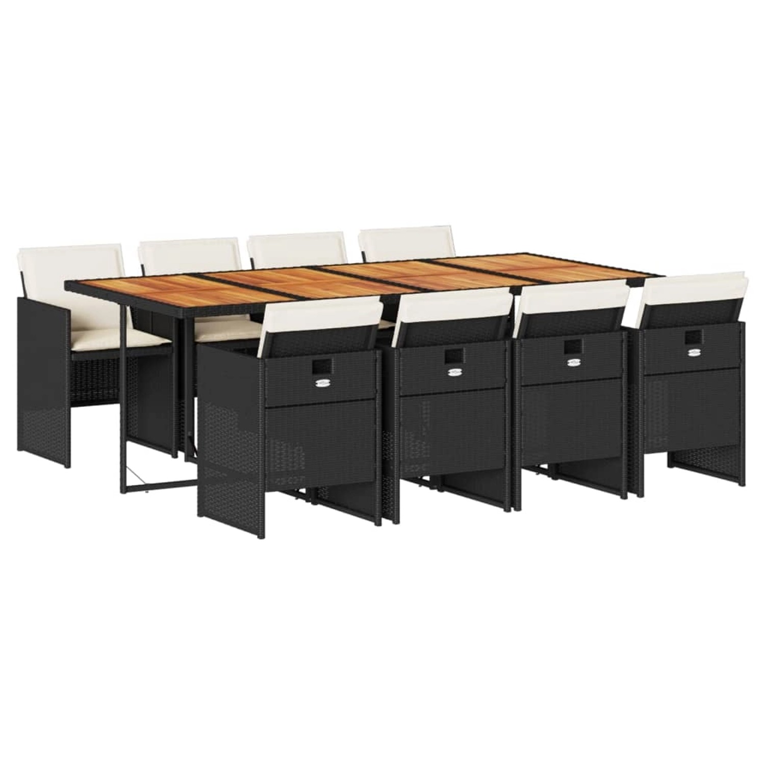 vidaXL 9-Tlg Garten-Essgruppe mit Kissen Schwarz Poly Rattan 3210567 günstig online kaufen