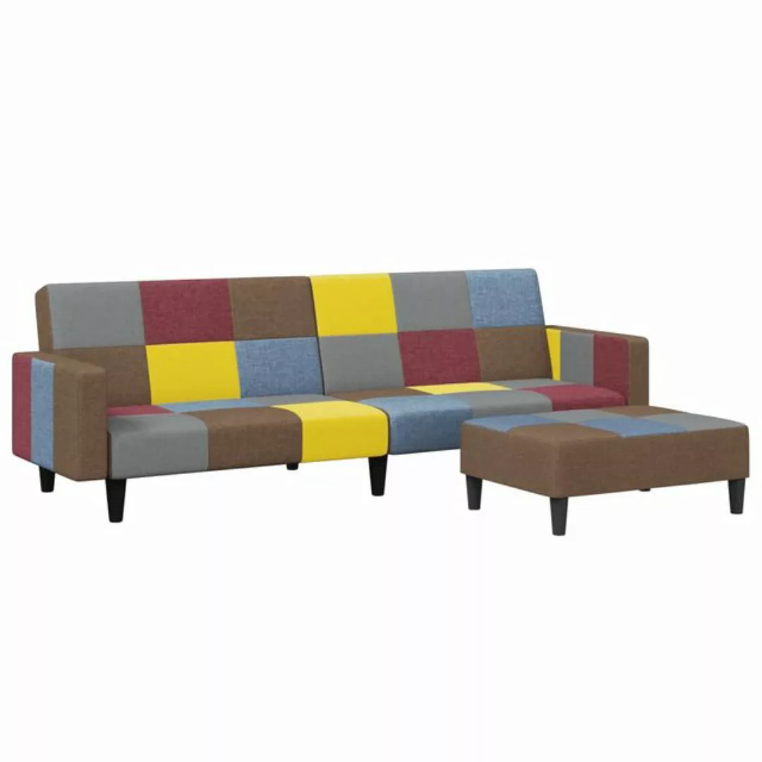 vidaXL Sofa Schlafsofa 2-Sitzer mit Fußhocker Patchwork Stoff günstig online kaufen