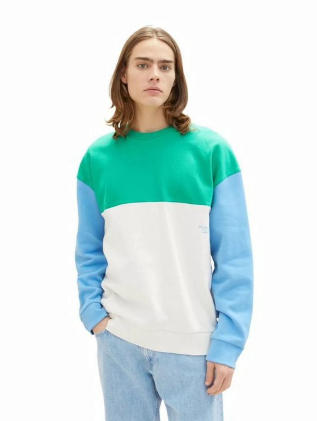 Tom Tailor Denim Herren Rundhals Sweatshirt COLORBLOCK - Relaxed Fit günstig online kaufen
