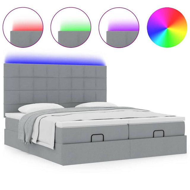 vidaXL Bett, Ottoman-Bett mit Matratzen & LEDs Hellgrau 160x200 cm Stoff günstig online kaufen