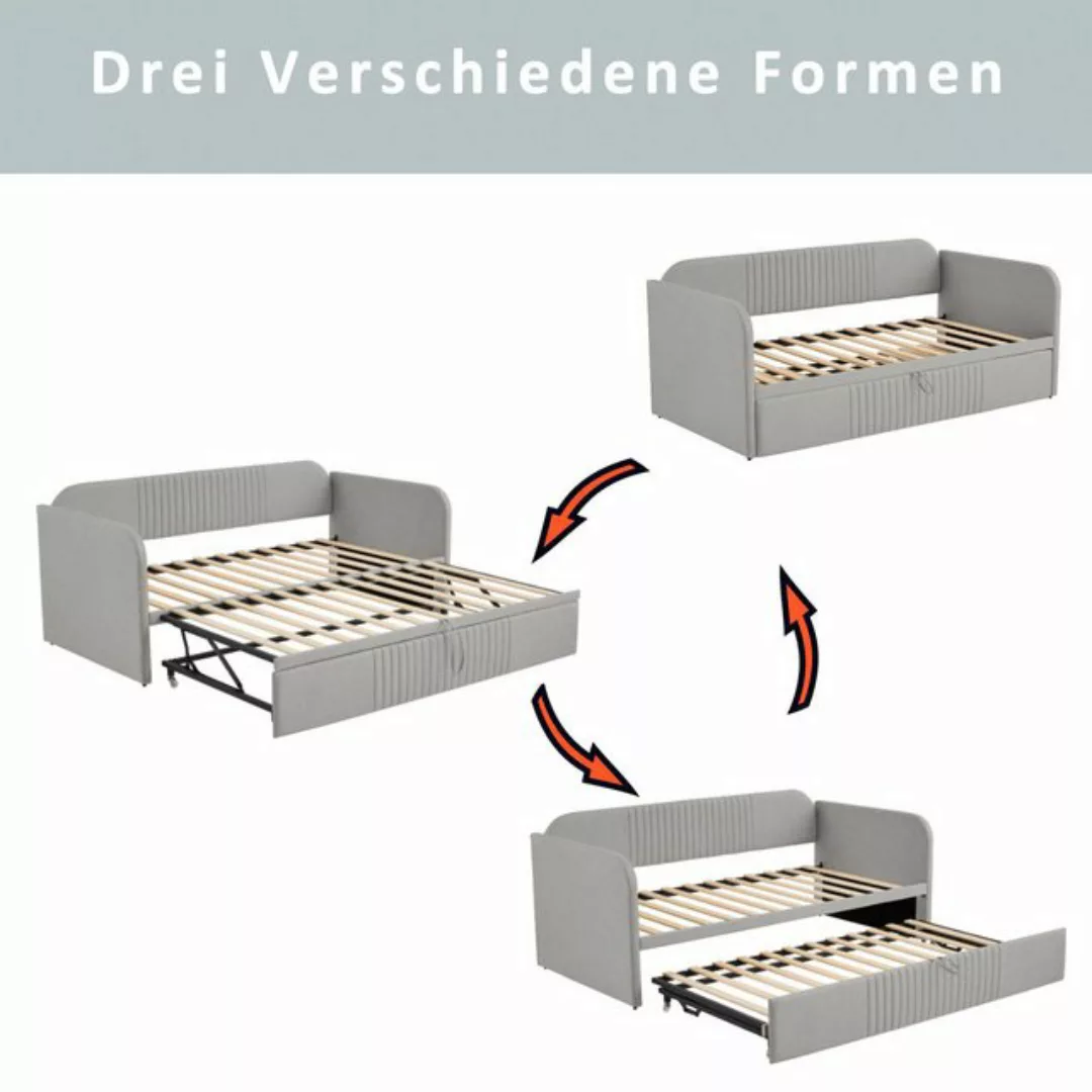 HAUSS SPLOE Polsterbett 90/180x190 cm Ausziehbares Schlafsofa mit Streifen, günstig online kaufen