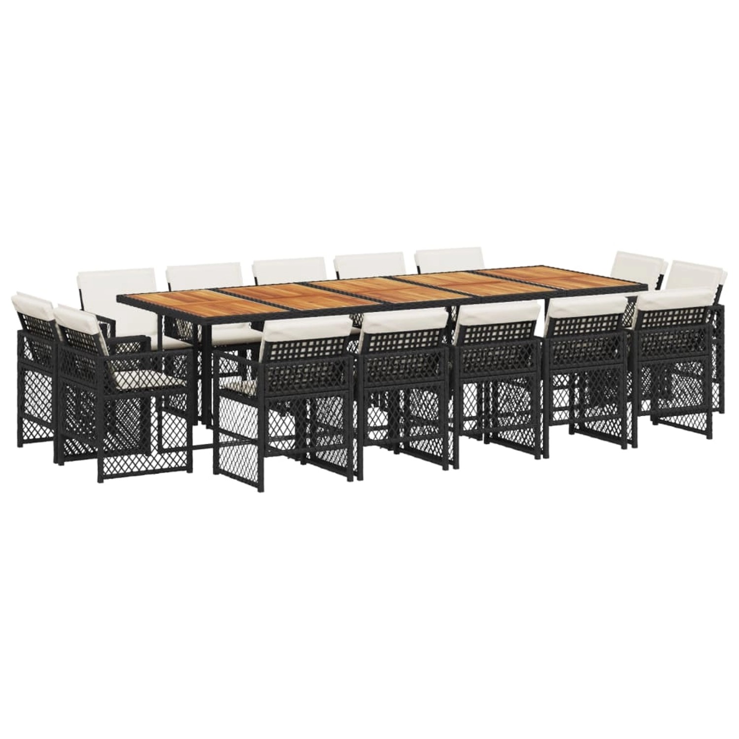 vidaXL 15-Tlg Garten-Essgruppe mit Kissen Schwarz Poly Rattan 3210879 günstig online kaufen