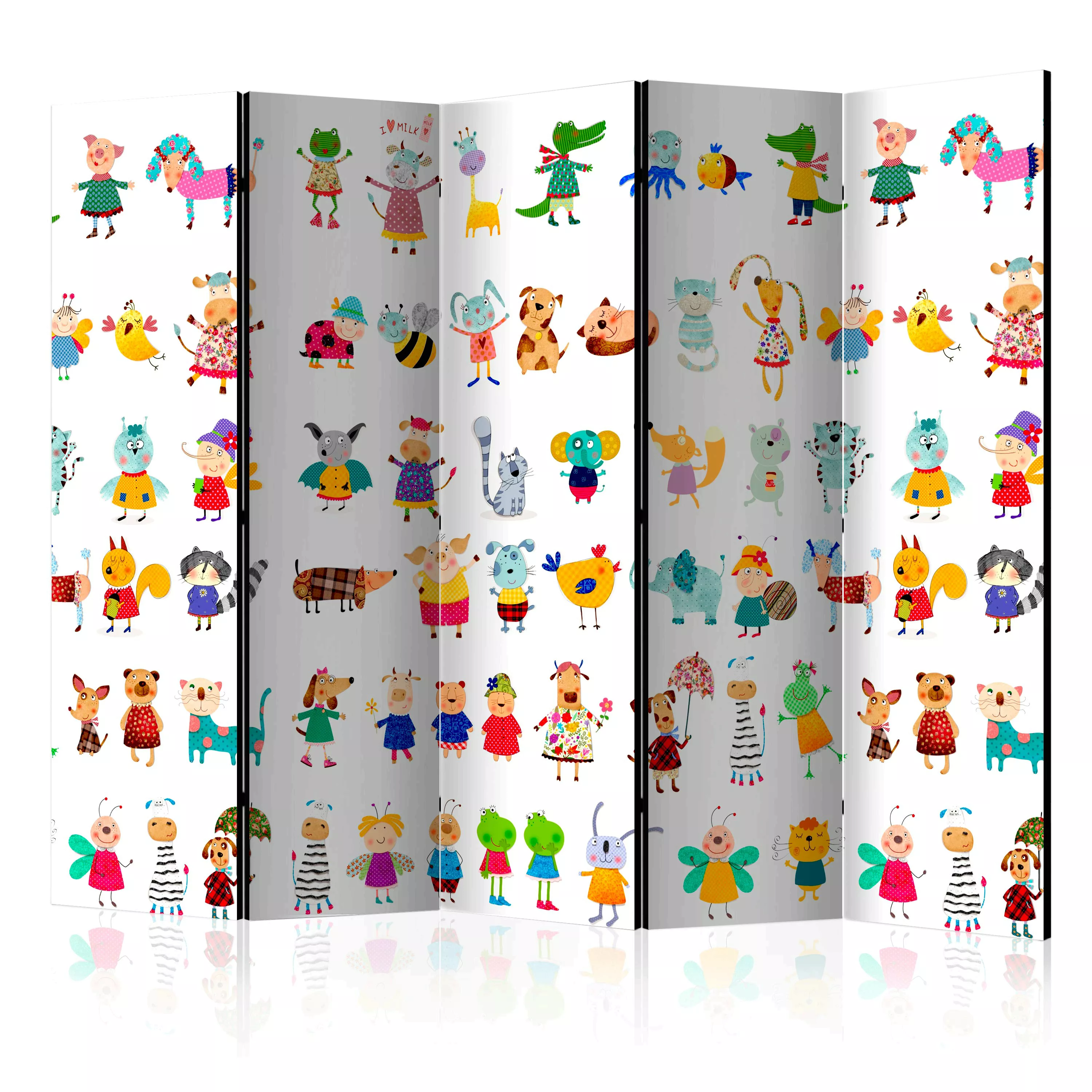 5-teiliges Paravent - Cartoon Pets Ii [room Dividers] günstig online kaufen