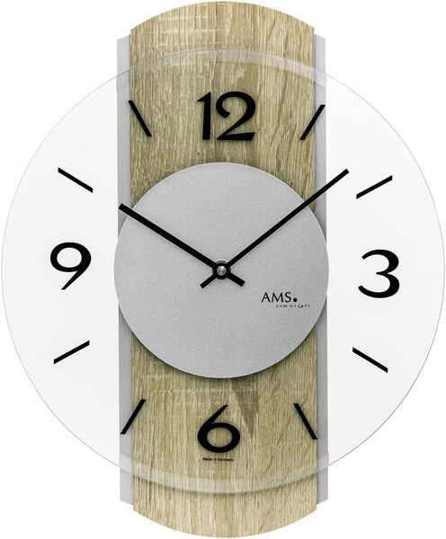 AMS Wanduhr, Quarzuhr, Made in Germany, Holz, Wohnzimmer, Esszimmer, Arbeit günstig online kaufen