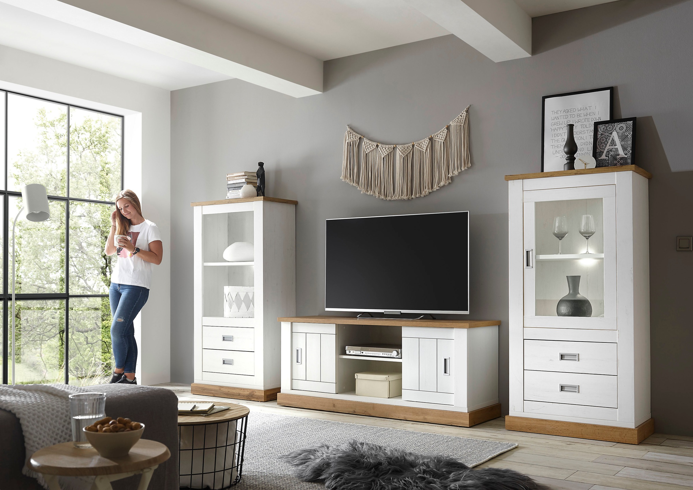 Home affaire Wohnwand »Orlando, moderne Anbauwand, Komplettset im Landhauss günstig online kaufen