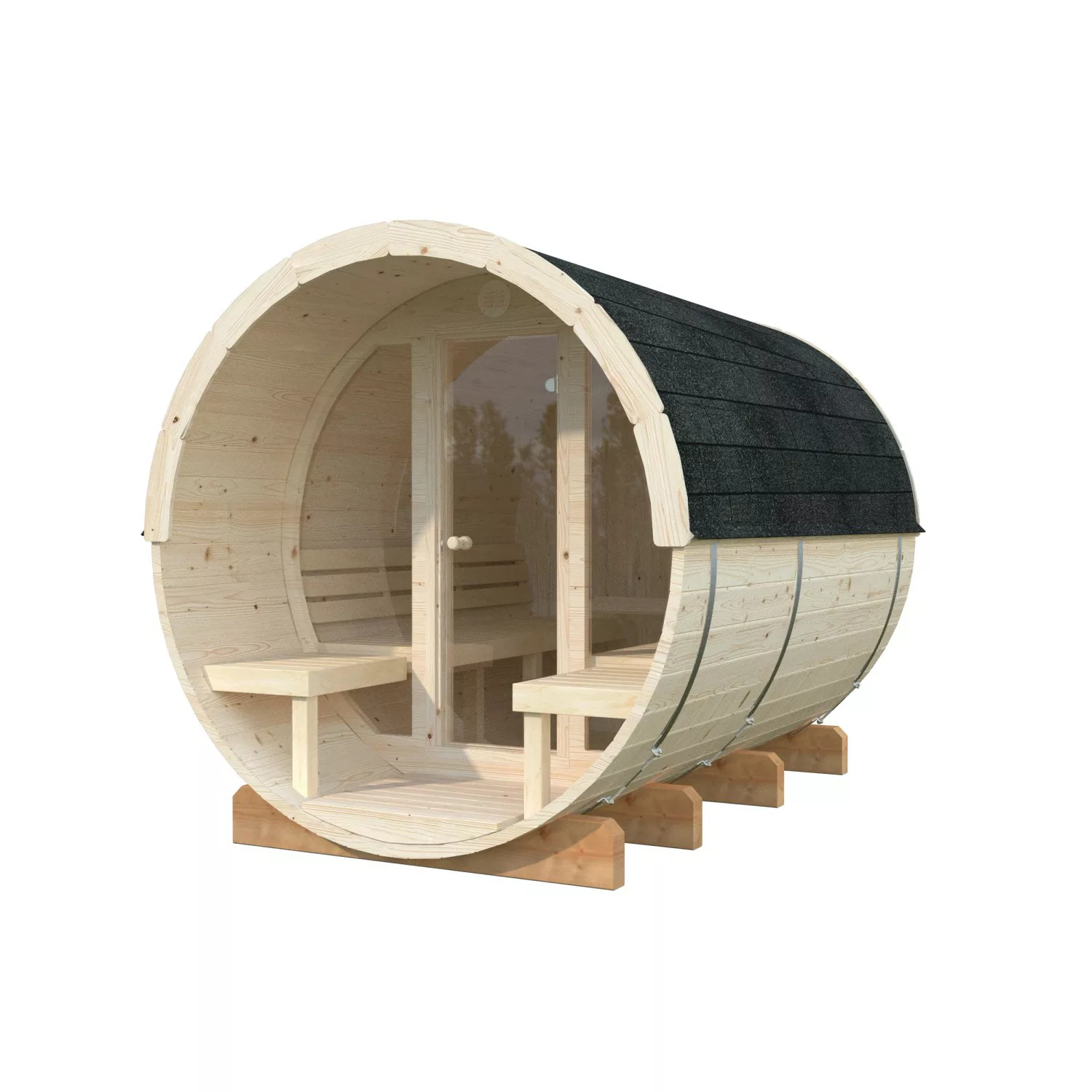 Palmako Sauna Anita mit Glaswand Naturbelassen 220 cm x 290 cm günstig online kaufen