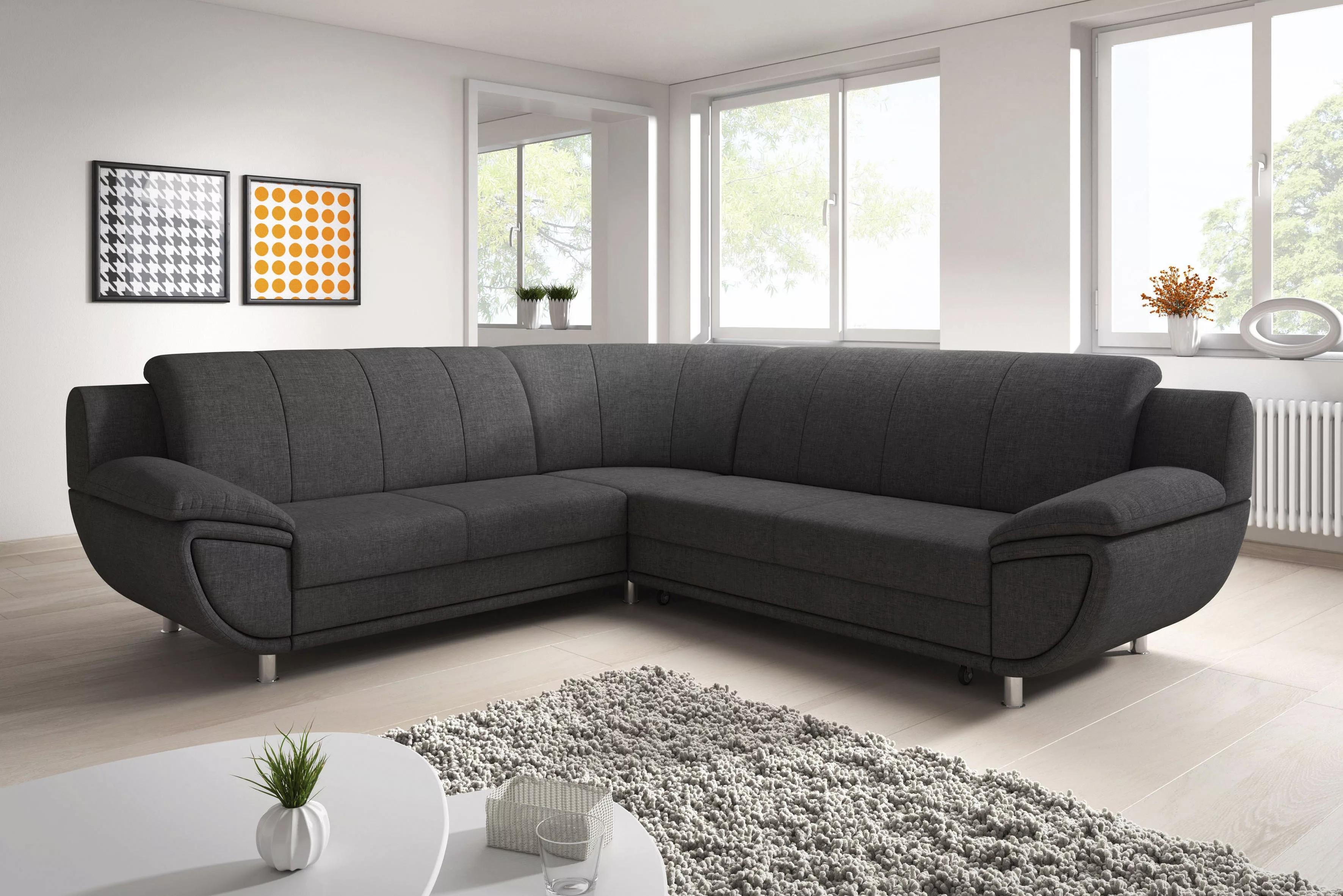 TRENDMANUFAKTUR Ecksofa "Rondo II, zeitlos & elegant, bequeme Armlehnen, L- günstig online kaufen