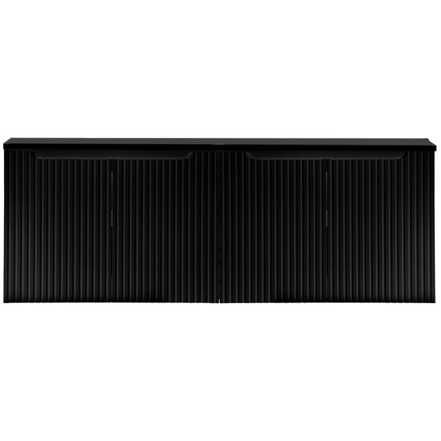 Lomadox Waschbeckenschrank NEWPORT-56-BLACK 160cm, in schwarz, gerillte Fro günstig online kaufen
