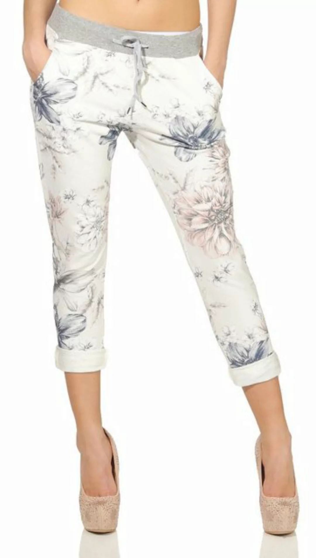 Mississhop Chinohose Damen Hose Blumen Jogginghose Baumwolle gemustert M. 2 günstig online kaufen