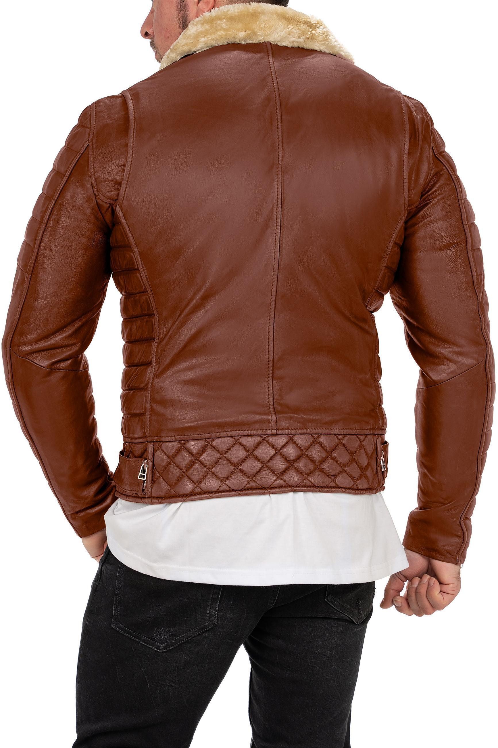 Reichstadt Lederjacke Herren Regular Fit Bikerjacke günstig online kaufen