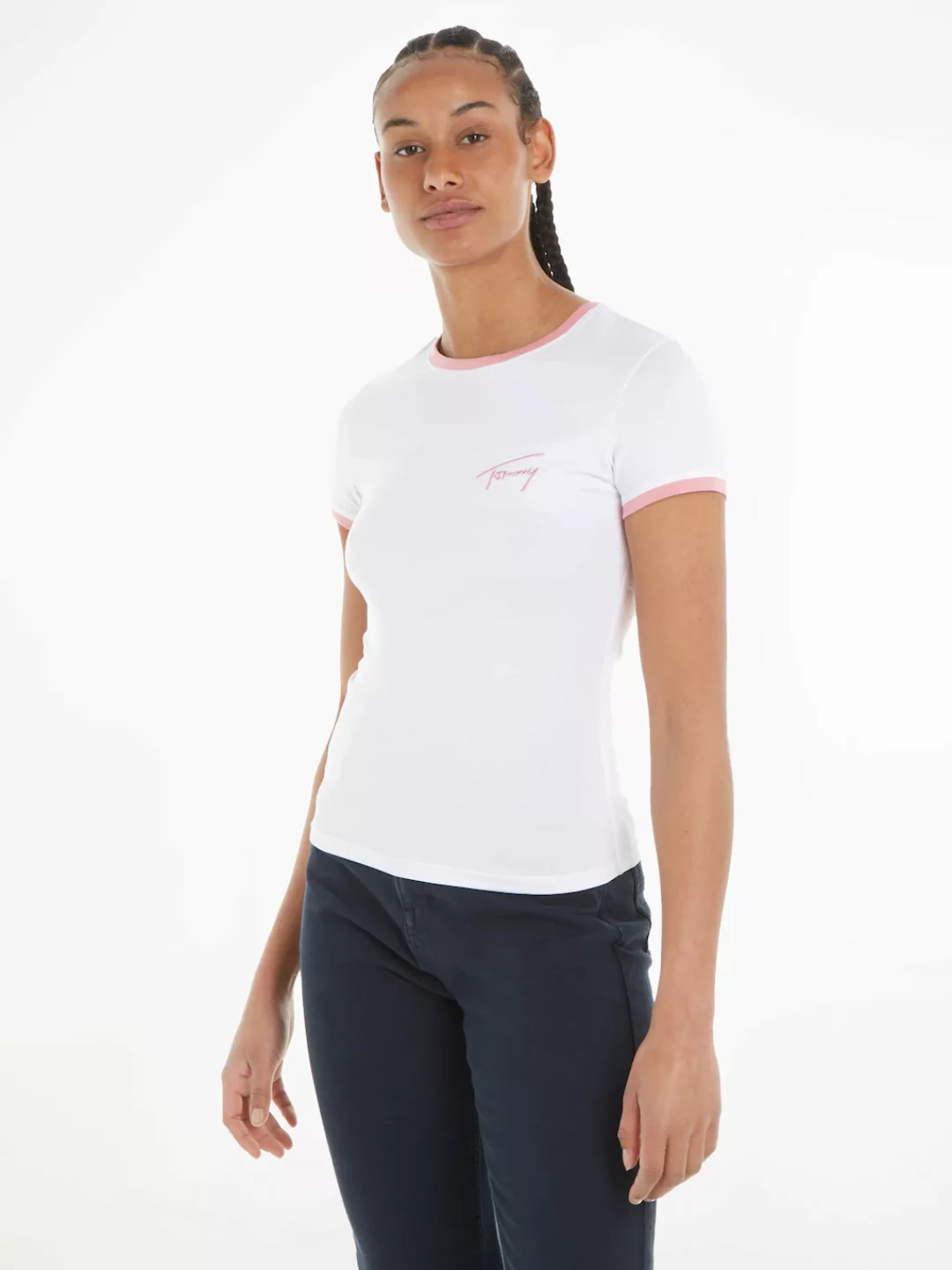 Tommy Jeans T-Shirt "TJW SLIM SIGNATURE TEE SS", mit Rundhalsausschnitt günstig online kaufen