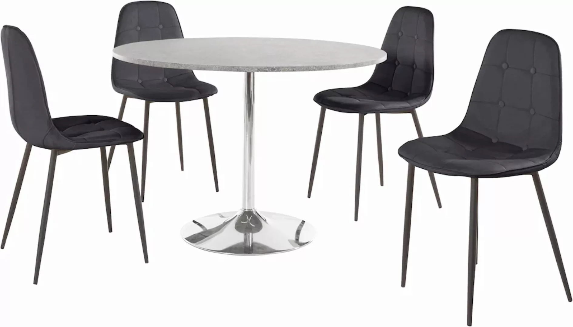 INOSIGN Essgruppe, (Set, 5 tlg.), mit rundem Tisch im Zement-Optik günstig online kaufen