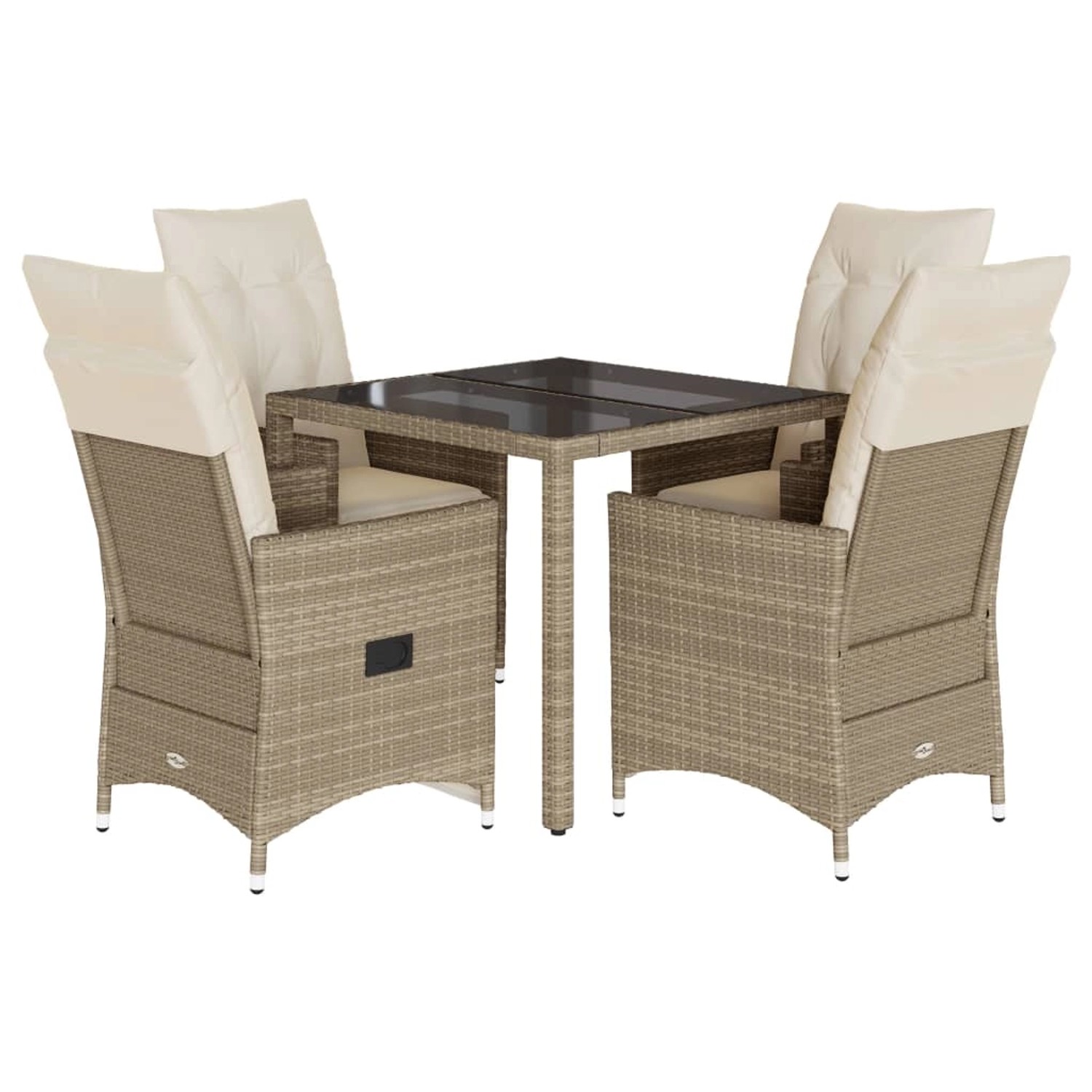 vidaXL 5-Tlg Garten-Essgruppe mit Kissen Beige Poly Rattan 3276801 günstig online kaufen