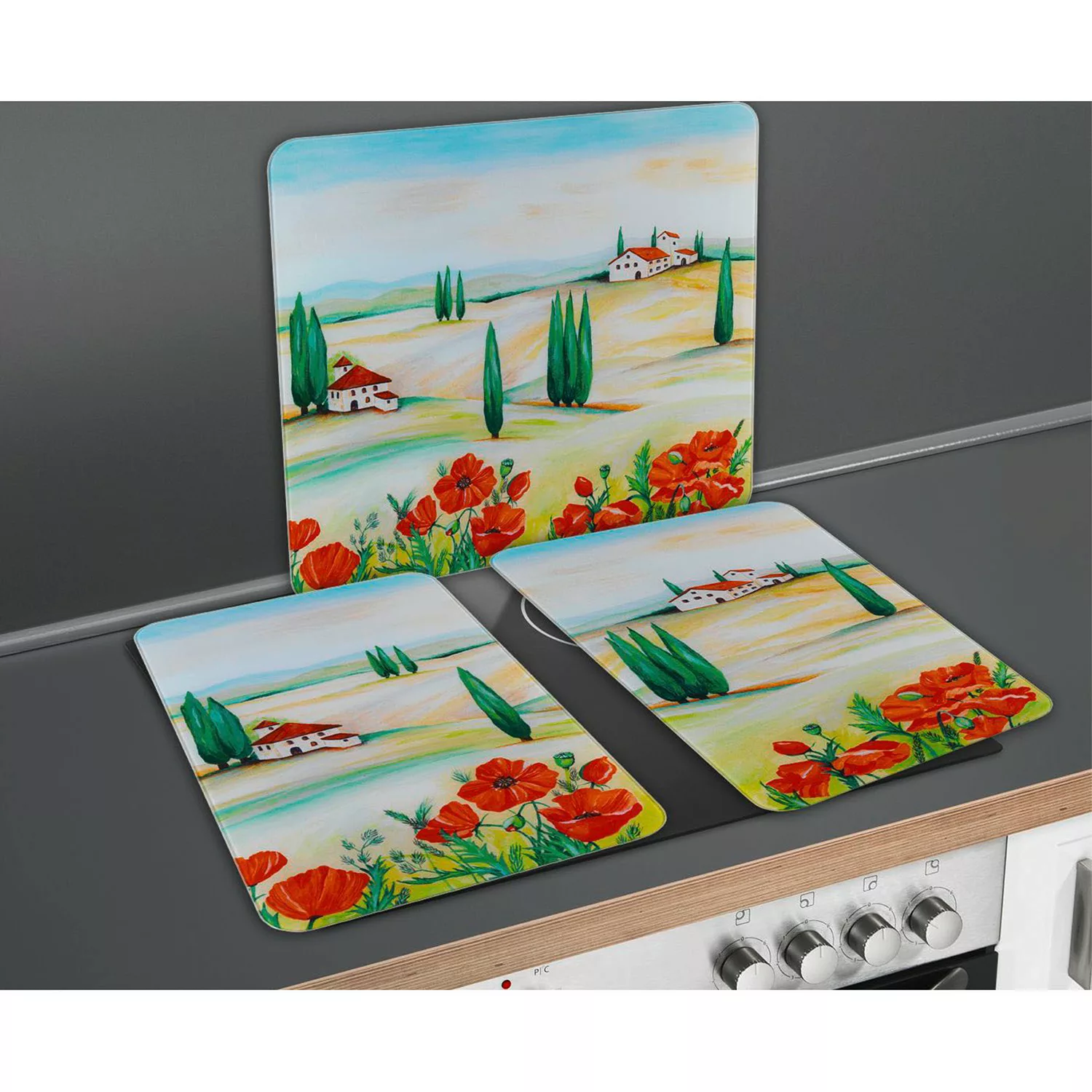 WENKO Herd-Abdeckplatte "Toscana", (Set, 2 tlg.), aus gehärtetem Glas von W günstig online kaufen