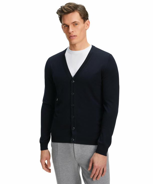 FALKE Herren Cardigan V-Ausschnitt, XXL, Blau, Uni, Wolle, 60912-643706 günstig online kaufen