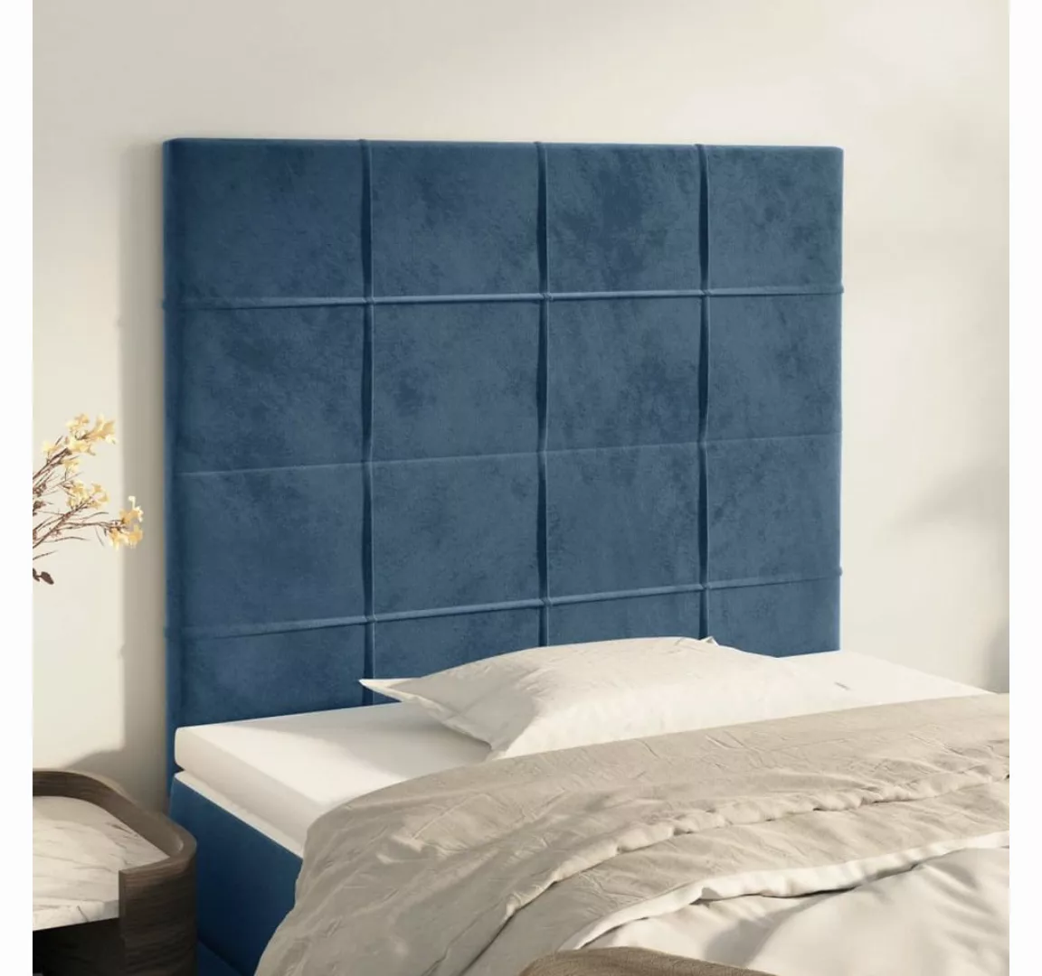 vidaXL Bett, Kopfteile 2 Stk. Dunkelblau 100x5x78/88 cm Samt günstig online kaufen