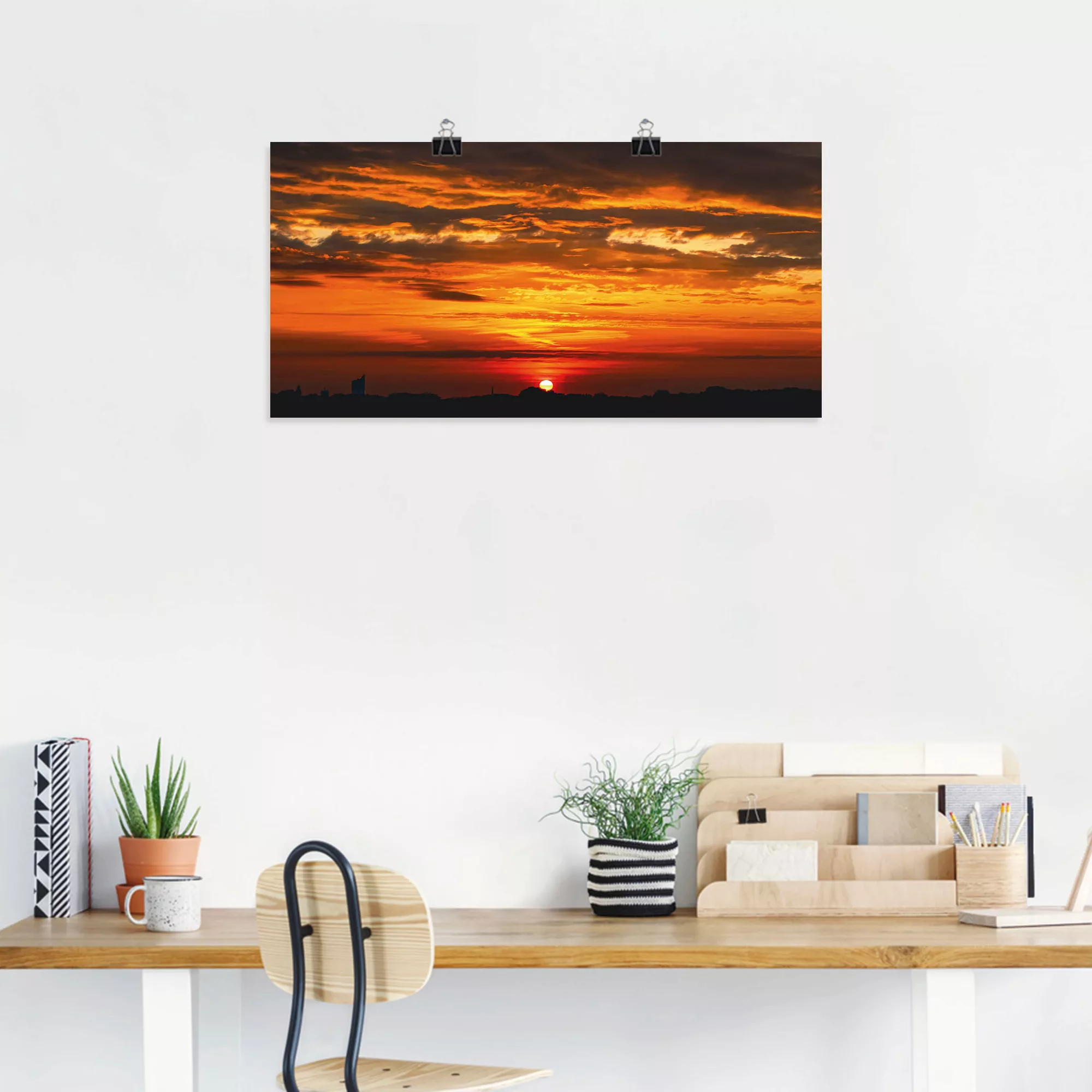 Artland Wandbild "Sonnenuntergang über Leipzig", Bilder vom Sonnenuntergang günstig online kaufen